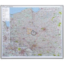 Mapa drogowa Polski 2x3 w ramie aluminiowej płyta miękka