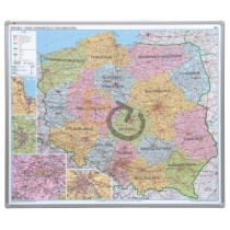 Mapa administracyjna Polski 2x3 w ramie aluminiowej płyta miękka