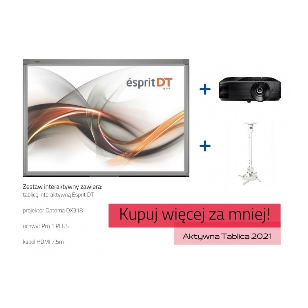 Zestaw interaktywny: Esprit DT + Optoma DX318e + uchwyt Pro 1 PLUS + kabel HDMI 7,5m