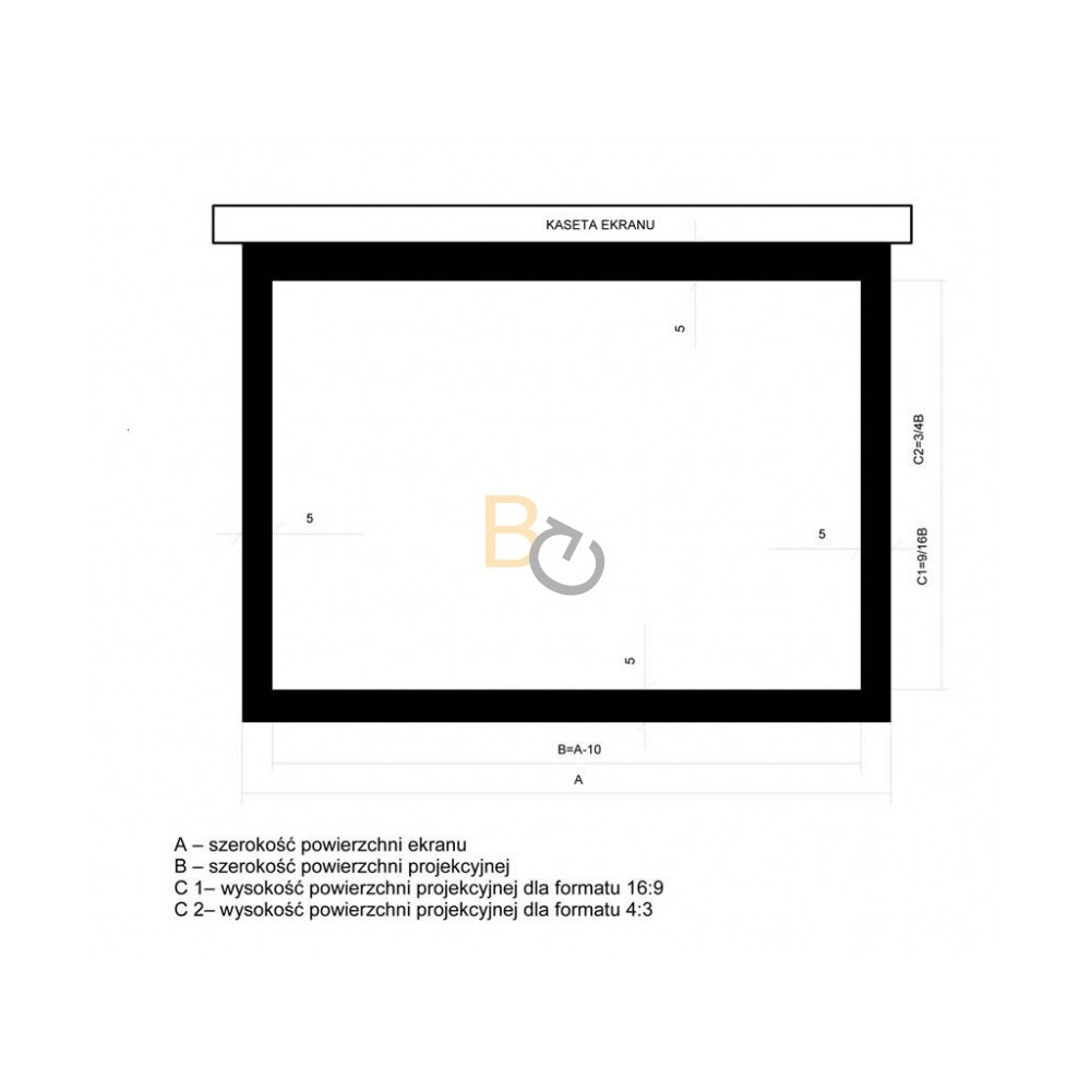 Ramki w kolorze czarnym. szer. 5 cm pow. szer. ekranu 240 cm ( 240 cm)