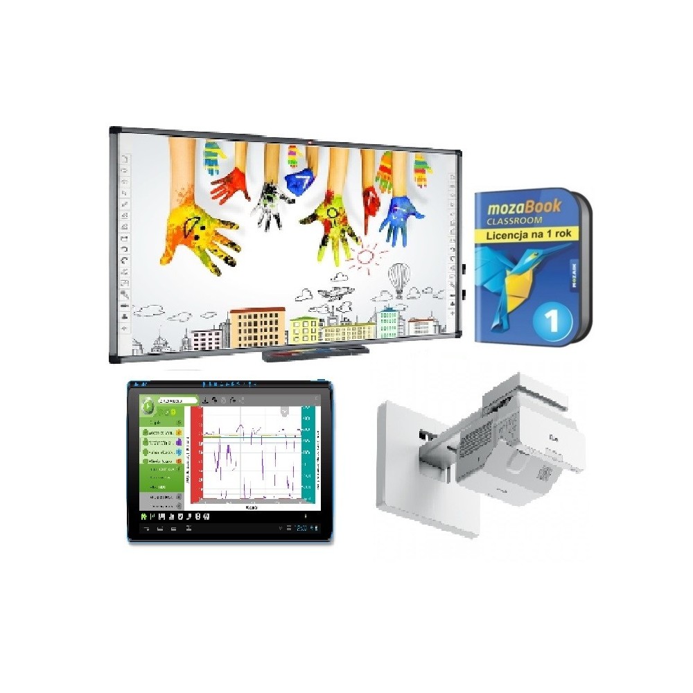 EKOPRACOWNIA - Zestaw 3 - Monitor interaktywny Ideao Hub 24 +  Tablica interaktywna Avtek TT-Board 90 PRO" + Ideao Hub 24" + Pro