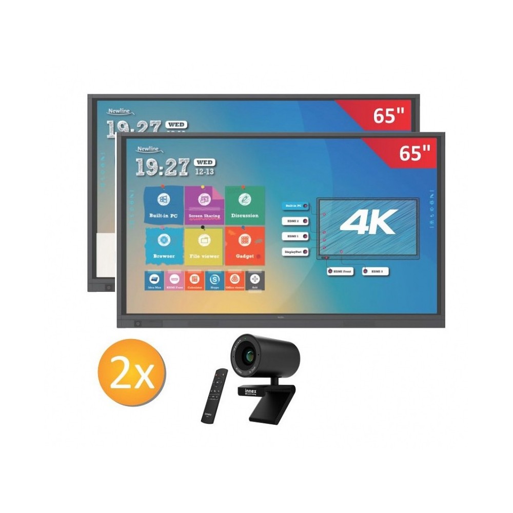 Zestaw interaktywny 14000 PLN 3 / Aktywna tablica 2023 2x monitor Newline TT-6519RS (65 cali, 4K) + 2x kamera Innex C570 + 2x Mo