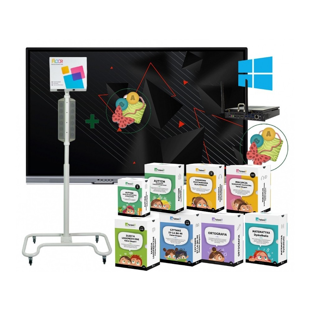 Zestaw interaktywny 43750 PLN 2 / Aktywna tablica 2023 1x monitor myBoard Grey Rock (75 cali, 4K) + 1x zestaw SmartFloor Mobile