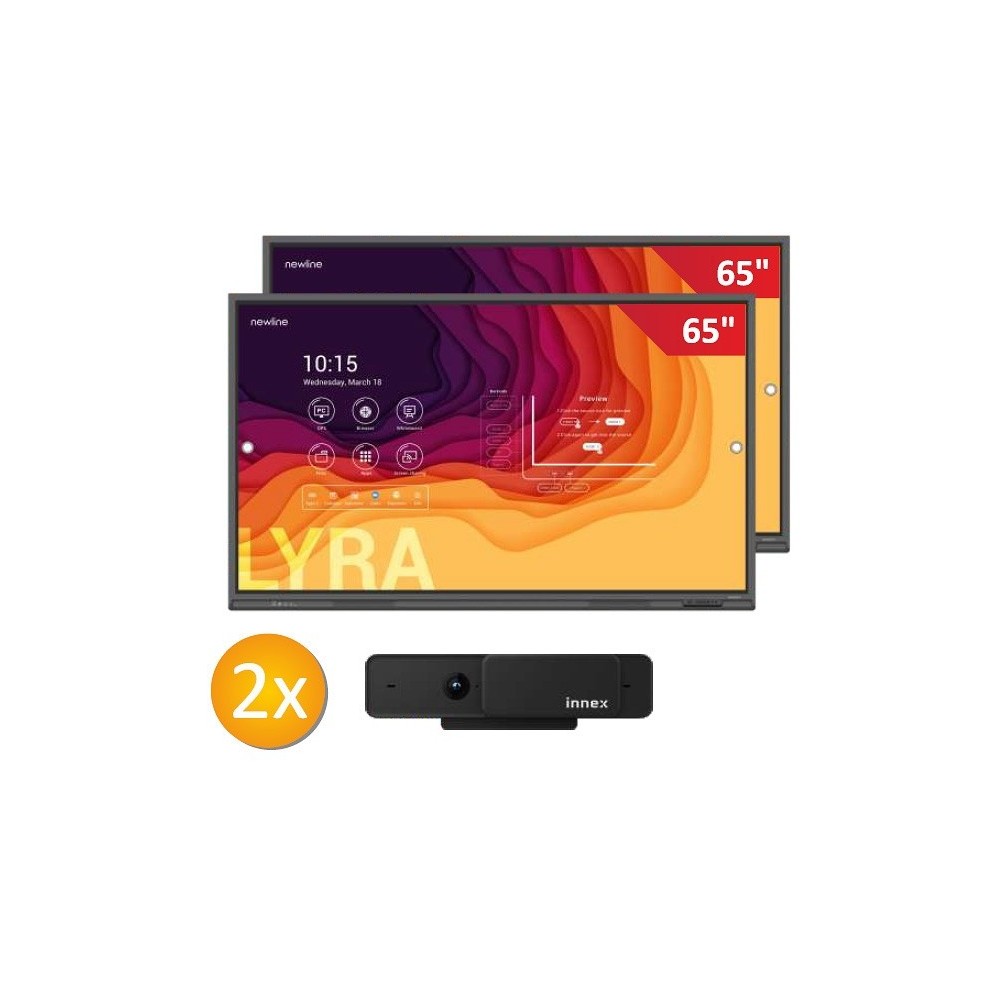 Zestaw interaktywny 14000 PLN 5 / Aktywna tablica 2023 2x monitor Newline TT-6521Q (65 cali, 4K) + 2x Kamera Innex C220 + 2x Moz