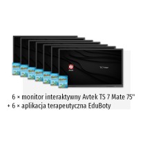 Zestaw interaktywny 43750 PLN 4 / Aktywna tablica 2023 6x monitor Avtek TS 7 Mate 75 (75 cali, 4K) + 6x aplikacja terapeutyczna